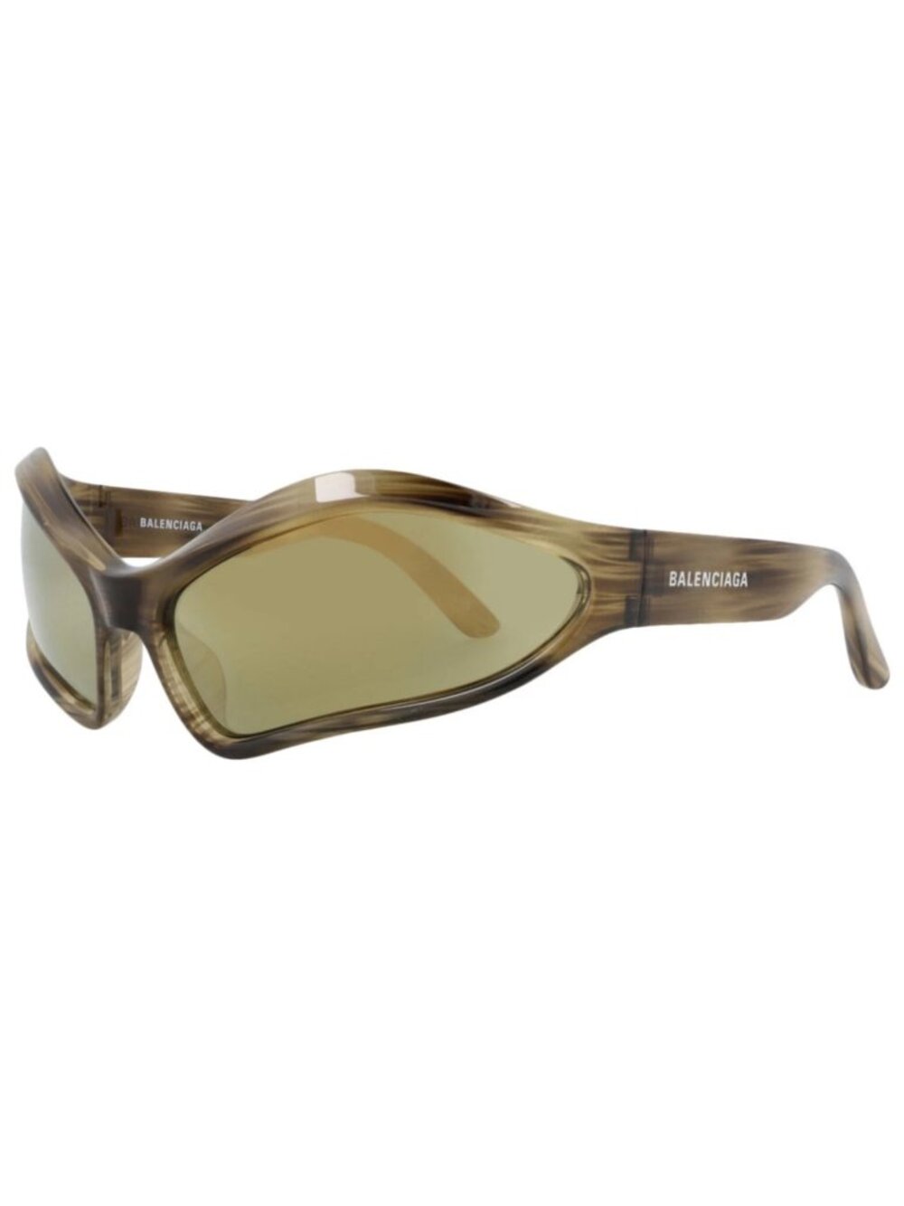 New Balenciaga Women's Sunglasses Shield Wrap Bio Injection Frame Unisex Havana